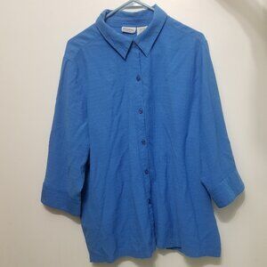 White Stag 3/4 sleeve blue button up blouse